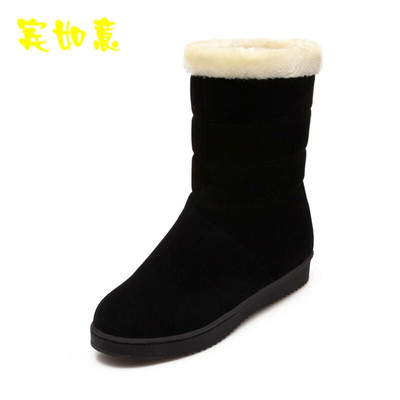 季新款平底雪地靴女季女鞋学生休闲中筒女靴子加棉139 宾如意中筒靴型号【价格 图片 品牌 报价】-苏宁易购朴云服饰鞋帽专营店